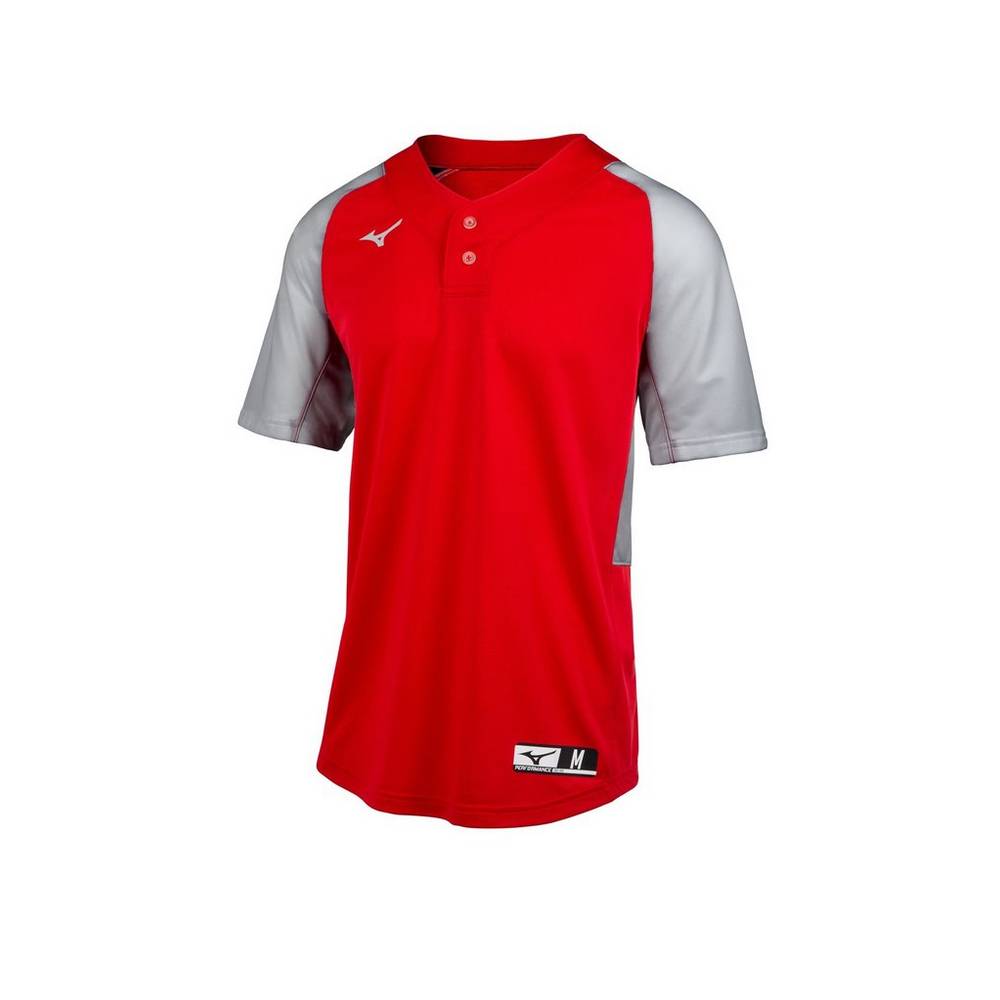 Mizuno Men's Aerolite 2-Button Baseball Jersey Red/Grey (350749-AMX)